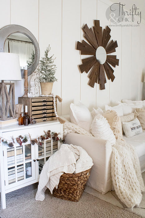 Neutral Farmhouse Christmas Decor With A Vintage Twist (Front Living Room Tour 2020)