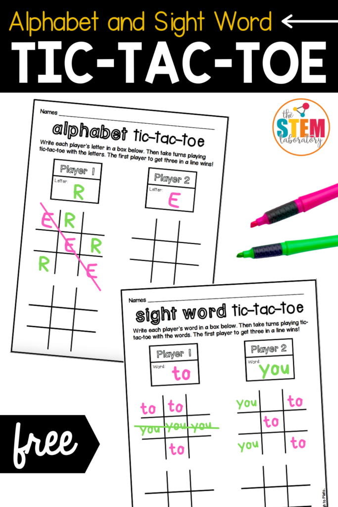 Alphabet and Sight Word Tic-Tac-Toe