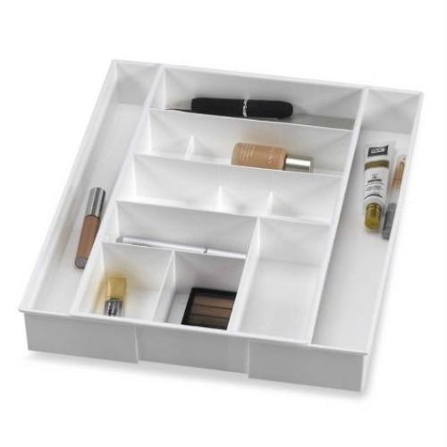 Dial Industries White Plastic Expanding Vanity Drawer Organizer