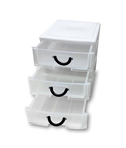 3 Drawer Plastic Organizer Set Of 2 With Easy Pull Out Draws, Little Handle. Great For Sewing, Art, Beading & More