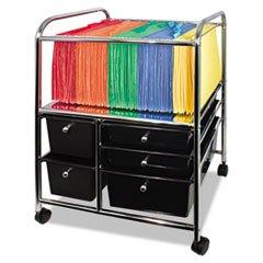** Letter/Legal File Cart W/ 5 Storage Drawers, 15-1/4W X 21-7/8D X 28-7/8H, Black **