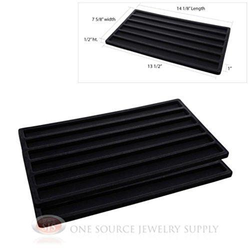 2 Insert Tray Liners Black W/ 6 Slot Each Drawer Organizer Jewelry Displays