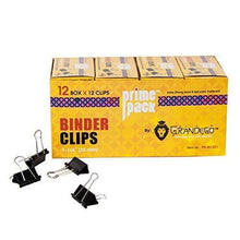 PRIMEPACK Heavy Duty Binder Clips | Bulk Pack of 12 - Medium Metal Paper Clamps for Organization, Presentation Papers, Planner, Documents, School and Office - 1 – 1/4” Paper Clamps
