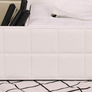 Top ladder multifunctional tissue box cover pu leather pen pencil remote control holder office desk organizer white soft sheep