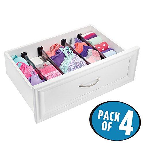 mDesign Adjustable, Expandable Drawer Organizer/Divider - Foam Ends, Strong Secure Hold, Locks in Place - for Bedroom, Bathroom, Closet, Office, Kitchen Drawer Storage - 2.5