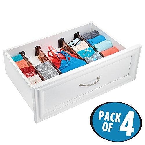 mDesign Adjustable, Expandable Drawer Organizer/Divider - Foam Ends, Strong Secure Hold, Locks in Place - for Bedroom, Bathroom, Closet, Office, Kitchen Drawer Storage - 2.5