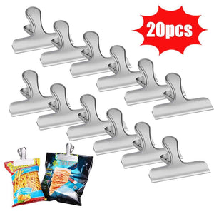 20PCS Stainless Steel Clips,LovesTown 3 Inches Wide Chip Clips Bag Clips Heavy Duty Clips for Perfect for Air Tight Seal Grips on Coffee,Food & Bread Bags,Office Kitchen Home Usage