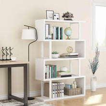 Kitchen tribesigns 4 shelf bookcase modern bookshelf 4 tier display shelf storage organizer for living room home office bedroom white