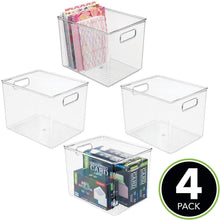 Shop mdesign plastic storage bin with handles for office desk book shelf filing cabinet organizer for sticky notes pens notepads pencils supplies bpa free 10 long 4 pack clear