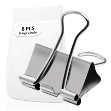 Bright color binder clips, Steel metal binder clips, Paper Clamp, clips for school, work, home, etc. Like a stainless steel clips 1.25 in/0.75 in/2 in (2 inch/50 mm, 6 PCS)