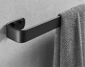Explore xj dd 3m self adhesive towel bar solid thick black towel rail space aluminum rust towel rack for bedroom kitchen office punch free punching dual use g 60cm24inch