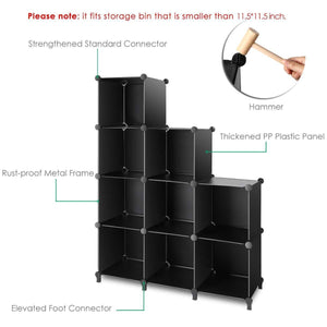 Best tomcare cube storage 9 cube closet organizer shelves plastic storage cube organizer diy closet organizer storage cabinet modular book shelf shelving for bedroom living room office black