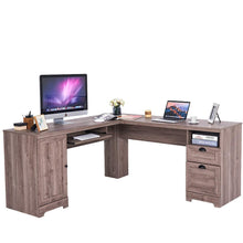 Storage tangkula 66 66 l shaped desk corner computer desk with drawers and storage shelf home office desk sturdy and space saving writing table grey