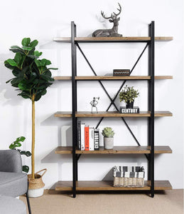 Try framodo 5 shelf open vintage industrial bookshelf rustic wood and metal 5 tier bookcase for home office organizer and display shelves