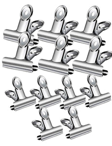 Steel Clips, Metal Bulldog Clips, Heavy Duty Stainless Clips, Perfect for Seal Bags Papers and Photo Displays 12 pcs of 2 Sizes