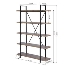 Top framodo 5 shelf open vintage industrial bookshelf rustic wood and metal 5 tier bookcase for home office organizer and display shelves