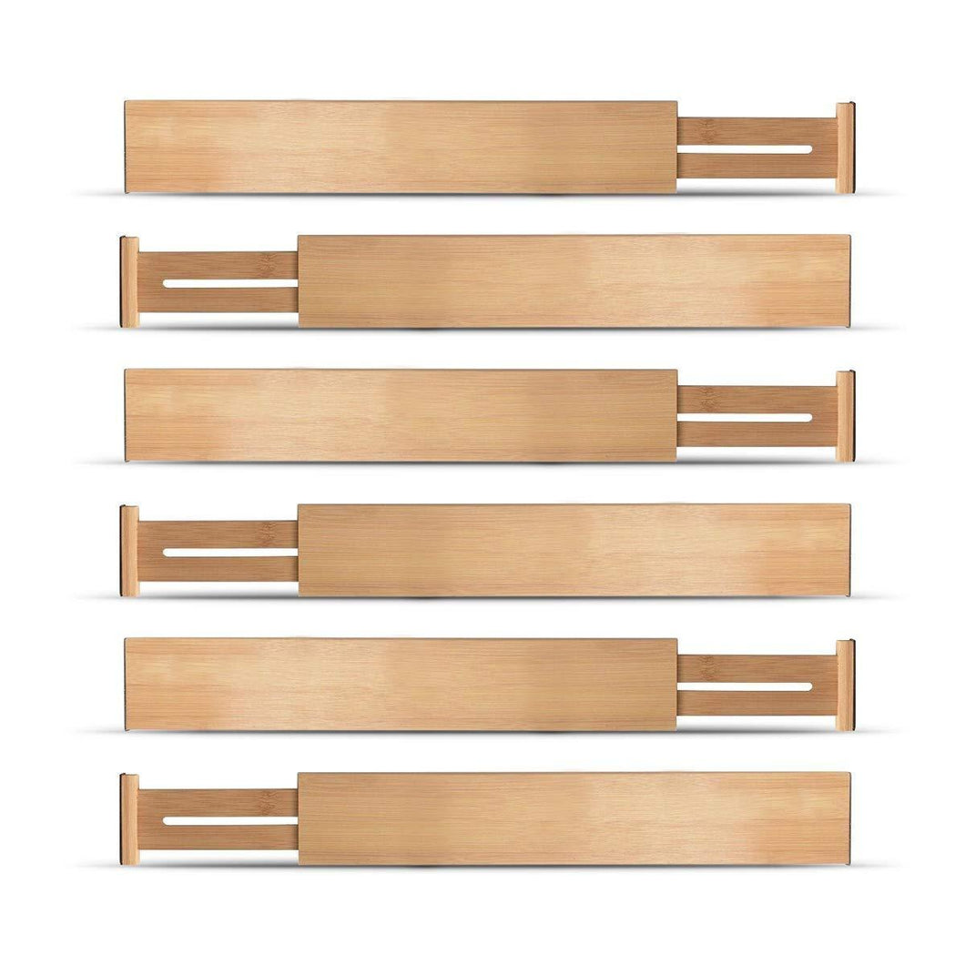 Buy now bamboo kitchen drawer dividers organizers set of 6 spring loaded adjustable drawer separators for home and office organization