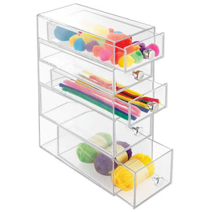 Budget idesign clarity plastic cosmetic 5 drawer jewelry countertop organization for vanity bathroom bedroom desk office 3 5 x 7 x 10 clear
