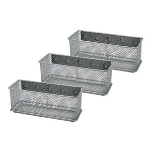 Discover the magnetic office organizer set of 3 magnetic rectangular metal mesh storage bins basket perfect for whiteboard refrigerator and locker accessories silver