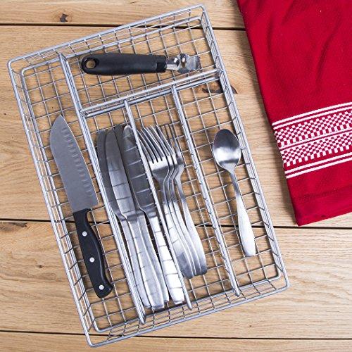 14 Metal 5 Section Flatware Organizer- Cutlery Tray (Nickel Flatware Drawer Organizer)