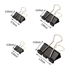 Anphsin 144Pcs Binder Clips Assorted Sizes – Black Paper Clamp School Binders Office Clips (0.6inch, 0.75inch, 1inch, 1.25inch)