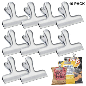 EWAYY Bag Clips Metal Food Bag Sealing Clips Air Tight 10 Pack Heavy Duty Stainless Steel 3 Inches Wide Perfect For Picture & Coffee & Food Refined Home Office（Silver）