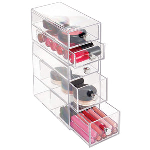 Best idesign clarity plastic cosmetic 5 drawer jewelry countertop organization for vanity bathroom bedroom desk office 3 5 x 7 x 10 clear