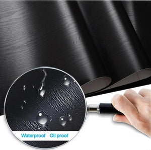 Organize with xwzn black wood grain contact paper peel and stick self adhesive decorative shelf liner paper for home and office waterproof stain resistant 15 7x196 8 with craft knife set