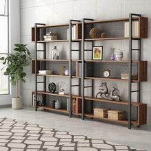 Top rated tribesigns 5 shelf bookshelf with metal wire vintage industrial bookcase display shelf storage organizer with metal frame for home office 47 2 l x 9 4 d x 71 h retro brown