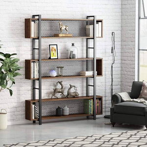Try tribesigns 5 shelf bookshelf with metal wire vintage industrial bookcase display shelf storage organizer with metal frame for home office 47 2 l x 9 4 d x 71 h retro brown