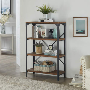 On amazon homissue 4 shelf vintage style bookshelf industrial open metal bookcases furniture etagere bookcase for living room office brown 48 2 inch height