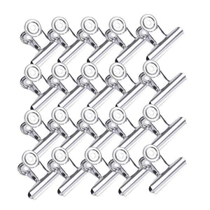 HIHUHEN Metal Hinge Clips, 20 Pieces 1.54inch Stainless Steel Bulldog Paper Binder Clip Clamp for Pictures, Photos, Money, Files Organizing, Home Office Supplies Useage (20 Pieces Silver Clip)