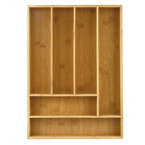 Organic Bamboo Utility Drawer, Heim Concept 6-Slot Organizer Cutlery Tray Layout for Utensils Utility Accessories Storage
