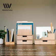 Budget large bamboo drawer 2 pk monitor stand stackable storage solution for office products pens pencils scissors notepads business cards and more