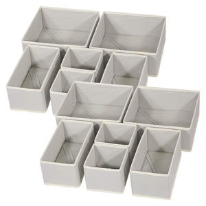 DIOMMELL Foldable Cloth Storage Box Closet Dresser Drawer Organizer Fabric Baskets Bins Containers Divider with Drawers for Baby Clothes Underwear Bras Socks Lingerie Clothing,Set of 12 Grey 444