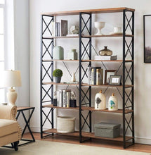 Order now o k furniture 80 7 double wide 6 shelf bookcase industrial large open metal bookcases furniture etagere bookshelf for home office vintage brown