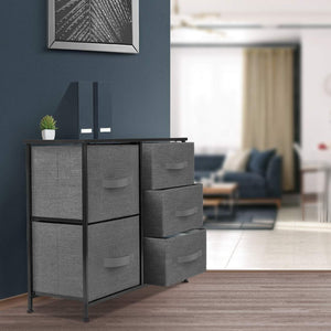 Home sorbus dresser with 5 drawers furniture storage tower unit for bedroom hallway closet office organization steel frame wood top easy pull fabric bins black charcoal