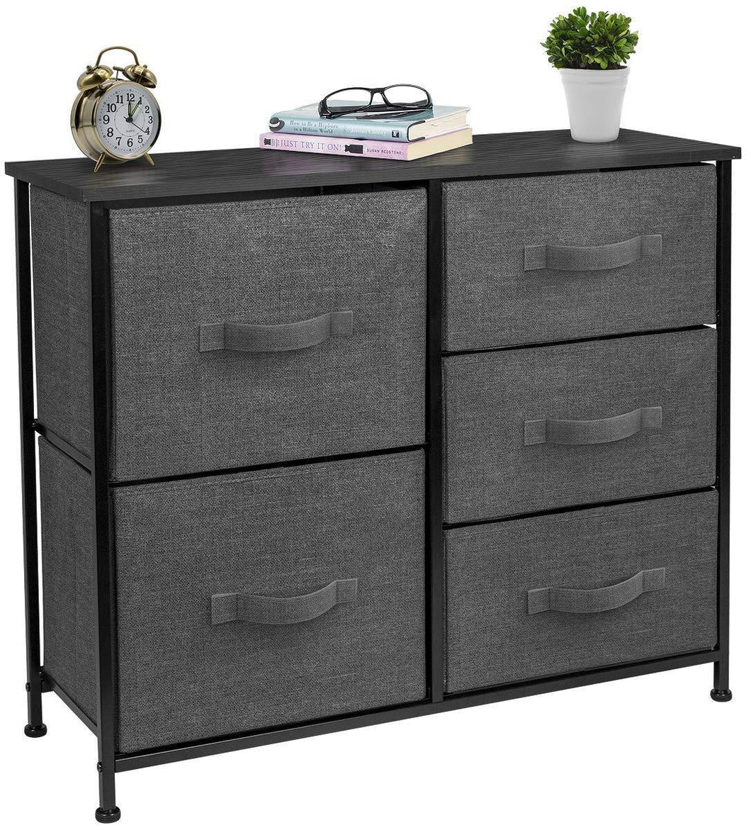 Explore sorbus dresser with 5 drawers furniture storage tower unit for bedroom hallway closet office organization steel frame wood top easy pull fabric bins black charcoal