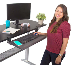 Storage stand steady easy clamp on keyboard tray large size no need to screw into desk slides under desk easy 5 min assembly great for home or office