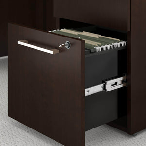 Save on bush business furniture 300 series 72w x 22d l shaped mocha cherry office desk with 2 and 3 drawer pedestals and 48w return