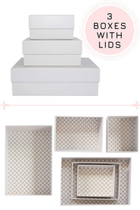 Happibox Hikidashi Box Set of 3 | Dresser Drawer Organizer for Clothes | Decorative Storage Box with Lid | Clothing Organizer | Desk Drawer Organizer | Organizing Bin | Memory Box | Cardboard  (Gray)