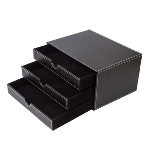 Buy now ubaymax multi functional 3 drawer leather desk organizer file cabinet office supplies desktop storage jewelry organizer box with drawer black