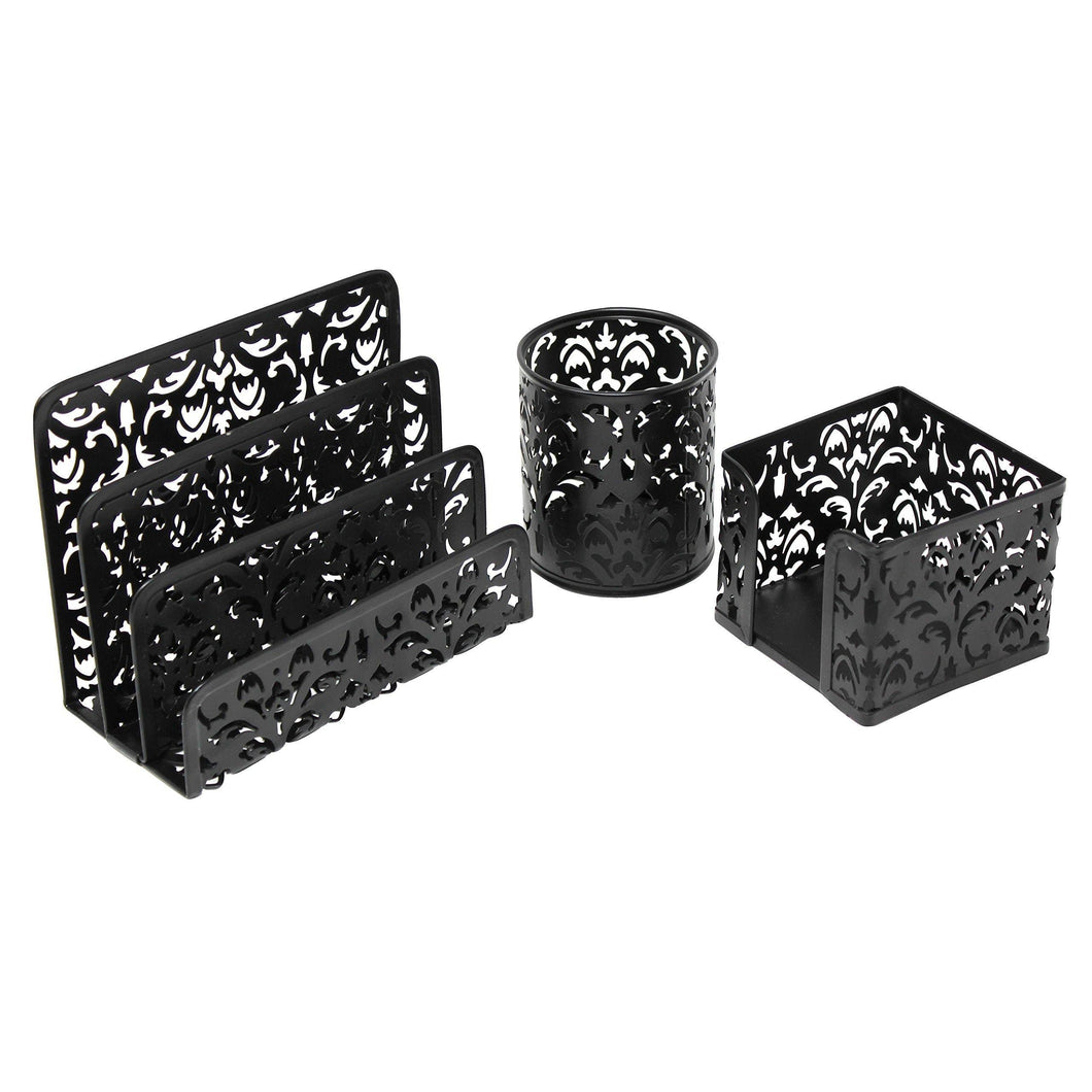 Get 3 piece mesh office organizer desk accessories set can be used on desktop table counter in kitchen at work black