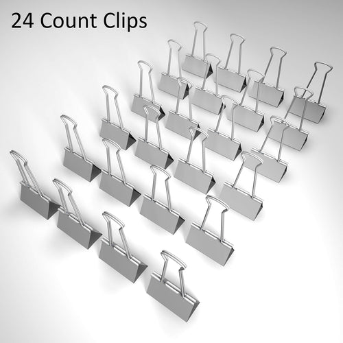 Nctinystore Binder Clips Medium Metal Clamp - 1-1/4 in (1.25 inch) (Silver, 24 - Count)