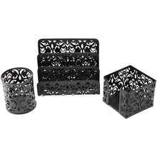 Great 3 piece mesh office organizer desk accessories set can be used on desktop table counter in kitchen at work black