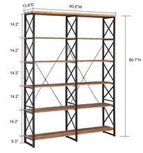 Related o k furniture 80 7 double wide 6 shelf bookcase industrial large open metal bookcases furniture etagere bookshelf for home office vintage brown