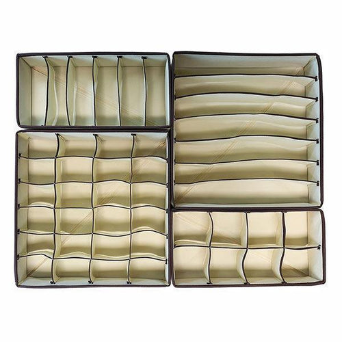 4pcs Closet Underwear Organizer Non Woven Bra Underwear Socks Drawer Storage Boxes