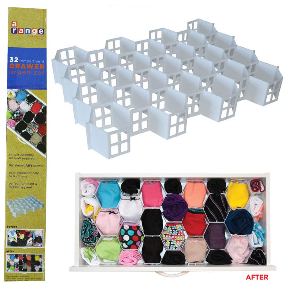 32 Section Foldable Undergarment Drawer Organizer Easy Sock Storage Holder New !