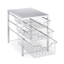 Get simple trending 3 tier under sink cabinet organizer with sliding storage drawer desktop organizer for kitchen bathroom office stackbale chrome