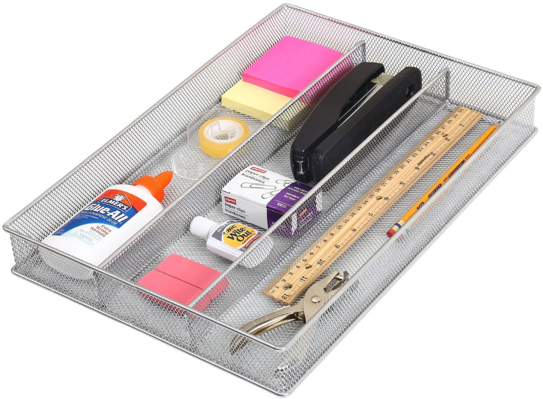 Ybm Home Silver Mesh Cutlery Holder In-drawer Utensil Flatware Organizer/tray Size Width 11